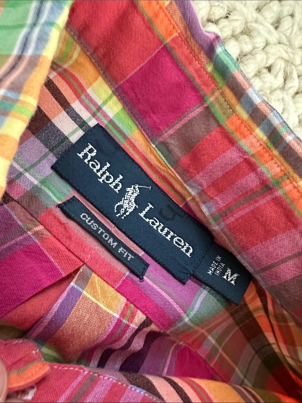Ralph Lauren Orange & Pink Plaid Button-Down Shirt - Picture 4 of 4